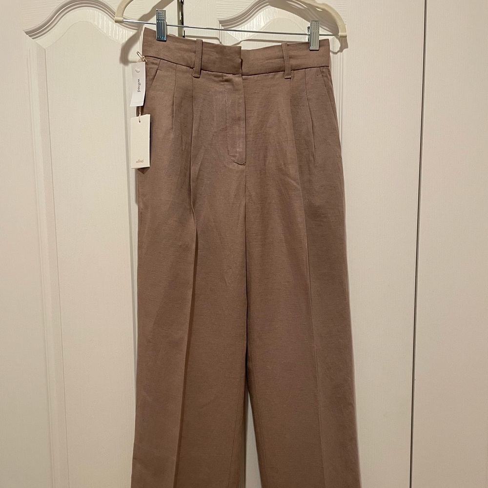 Aritzia Wilfred Effortless Linen Pant, Size 0, Grey Taupe